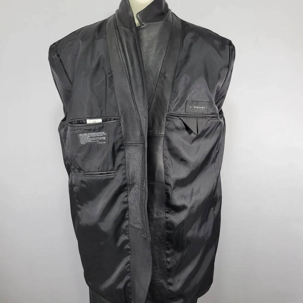 J. Ferrar Men's Three Button Leather Jacket‎ Coat Size XL BLACK